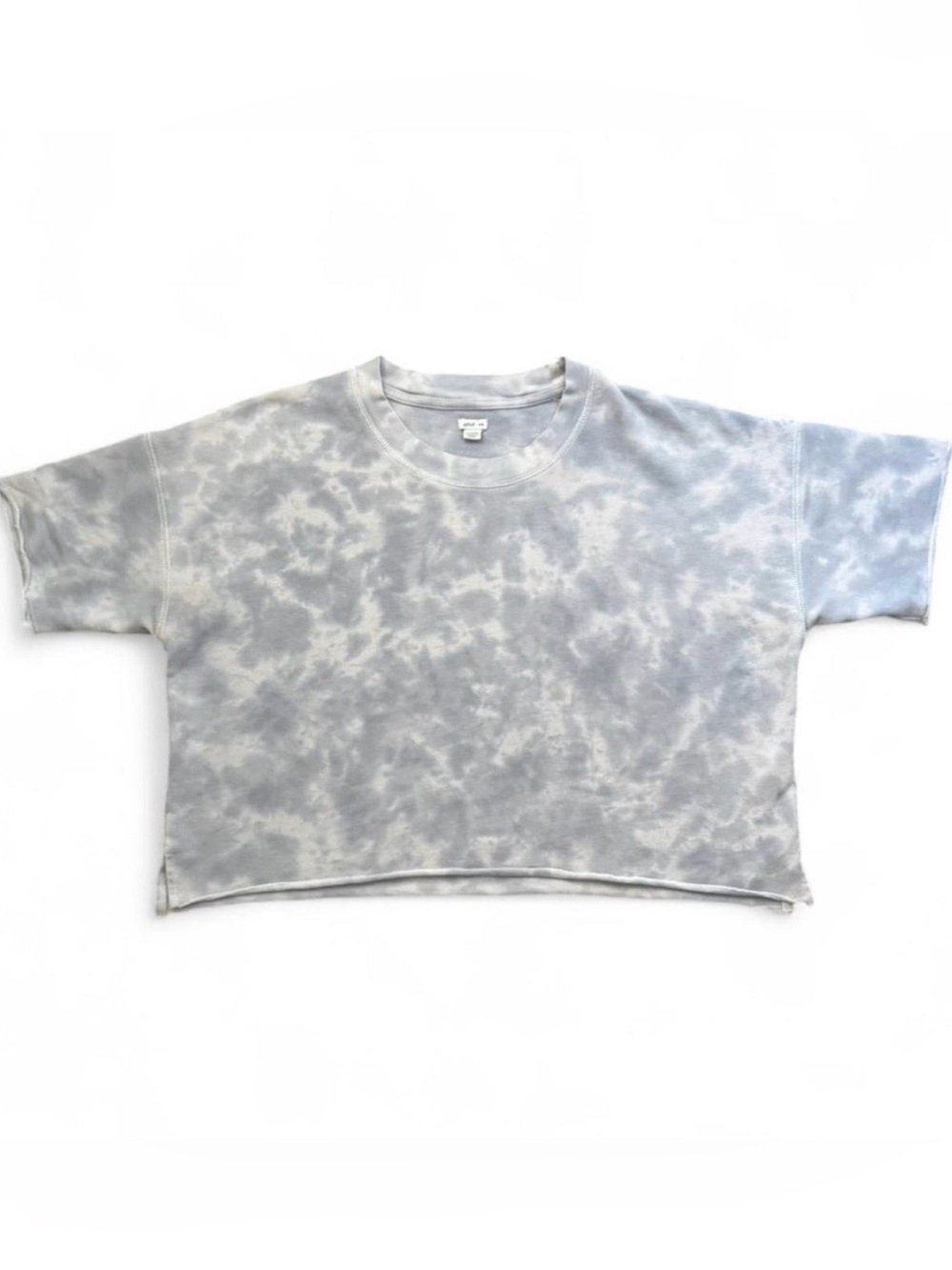 AERIE Cotton Sunset Blue tie dye Cropped Short Sleeve Sweatshirt top Size M
